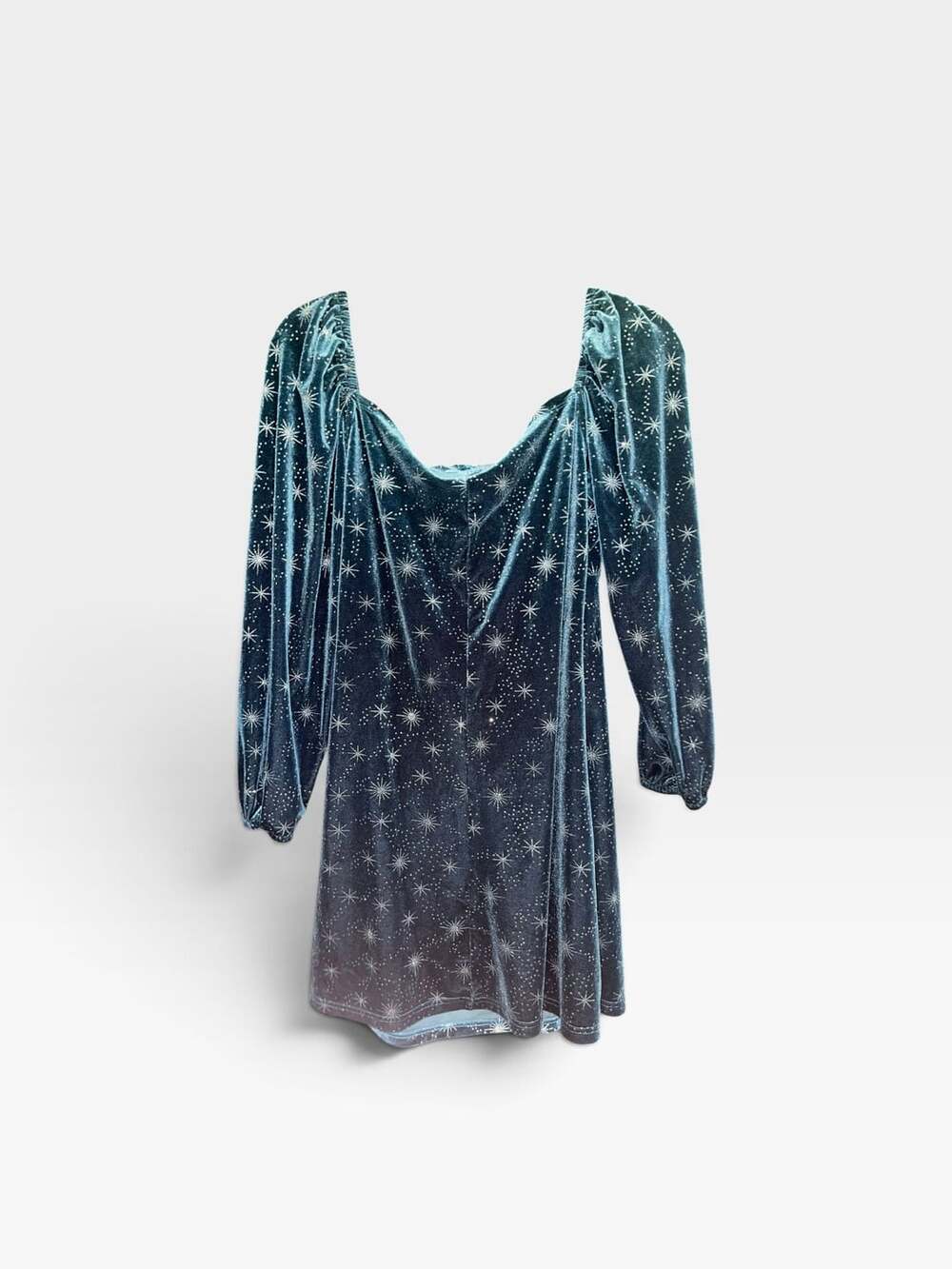 Cider 1XL Teal Velvet Celestial Star Mini Dress Whimsigoth Witchy Fairycore - Picture 5 of 12